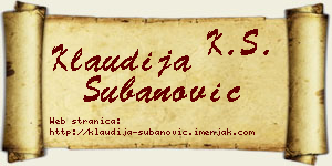 Klaudija Subanović vizit kartica